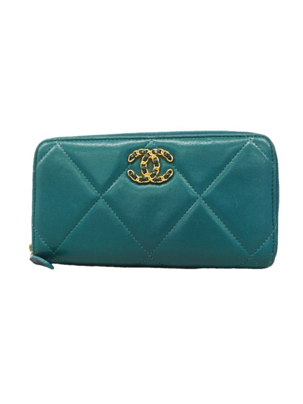 Chanel Wallet Chanel 19 Lambskin Green Gold